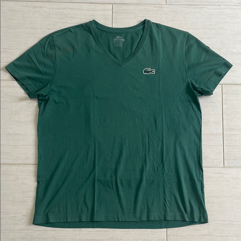 Lacoste Green Short Sleeve Tee Relaxed Fit Cotton